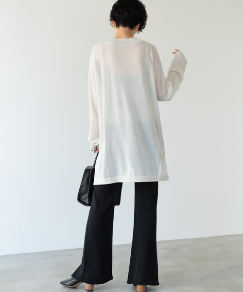 Solace（ソレイス）の「オーバーサイズシアーニット（ニット/セーター・レディース・チャコールグレー/ライトグレー/グリーン・FREE）」の5枚目の写真