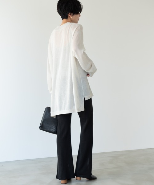 Solace（ソレイス）の「オーバーサイズシアーニット（ニット/セーター・レディース・チャコールグレー/ライトグレー/グリーン・FREE）」の4枚目の写真