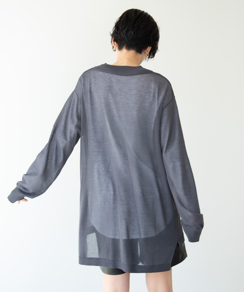 Solace（ソレイス）の「オーバーサイズシアーニット（ニット/セーター・レディース・チャコールグレー/ライトグレー/グリーン・FREE）」の19枚目の写真