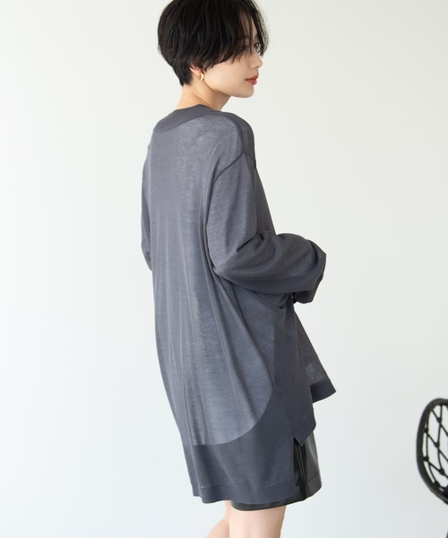 Solace（ソレイス）の「オーバーサイズシアーニット（ニット/セーター・レディース・チャコールグレー/ライトグレー/グリーン・FREE）」の18枚目の写真