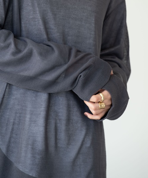 Solace（ソレイス）の「オーバーサイズシアーニット（ニット/セーター・レディース・チャコールグレー/ライトグレー/グリーン・FREE）」の20枚目の写真