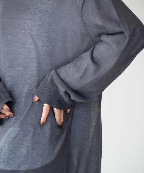 Solace（ソレイス）の「オーバーサイズシアーニット（ニット/セーター・レディース・チャコールグレー/ライトグレー/グリーン・FREE）」の21枚目の写真