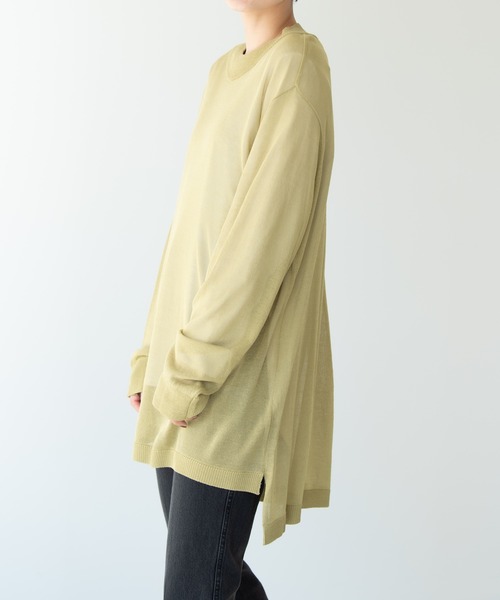 Solace（ソレイス）の「オーバーサイズシアーニット（ニット/セーター・レディース・チャコールグレー/ライトグレー/グリーン・FREE）」の9枚目の写真