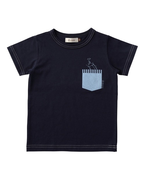 DADWAY（ダッドウェイ）の「昆虫ポケットプリントT（Tシャツ/カットソー・キッズ・ネイビー/サックスブルー・90cm/110cm/100cm/80ｃｍ）」の2枚目の写真