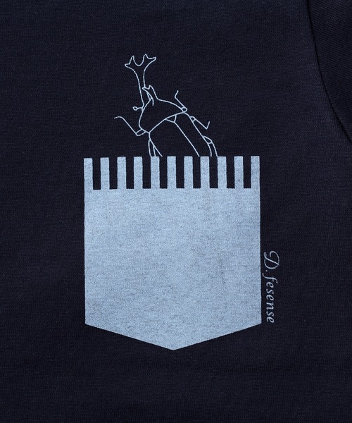 DADWAY（ダッドウェイ）の「昆虫ポケットプリントT（Tシャツ/カットソー・キッズ・ネイビー/サックスブルー・90cm/110cm/100cm/80ｃｍ）」の4枚目の写真