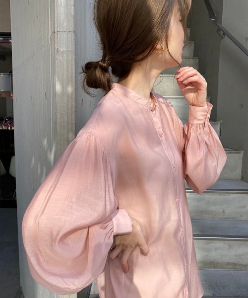 one after another NICE CLAUP(ワンアフターアナザーナイスクラップ)の「【WEB限定】バンドカラーシアーシャツ(シャツ/ブラウス・レディース・オフホワイト/ベージュ/ブルー/コーラルピンク/ブラウン/ミント・FREE)」の14枚目の写真