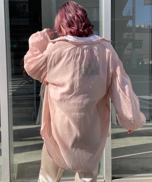 one after another NICE CLAUP(ワンアフターアナザーナイスクラップ)の「【WEB限定】バンドカラーシアーシャツ(シャツ/ブラウス・レディース・オフホワイト/ベージュ/ブルー/コーラルピンク/ブラウン/ミント・FREE)」の16枚目の写真