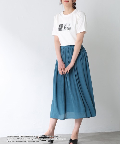 Honeys（ハニーズ）の「マリリンモンローＴシャツ（Tシャツ/カットソー・レディース・ホワイト×ブラック/ホワイト×ピンク/ホワイト系その他/ブラック×ピンク/ブラック系その他・M/S/L）」の2枚目の写真