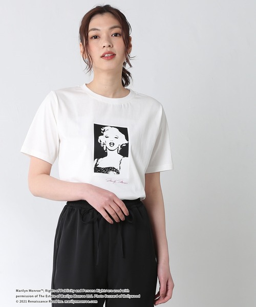 Honeys（ハニーズ）の「マリリンモンローＴシャツ（Tシャツ/カットソー・レディース・ホワイト×ブラック/ホワイト×ピンク/ホワイト系その他/ブラック×ピンク/ブラック系その他・M/S/L）」の4枚目の写真