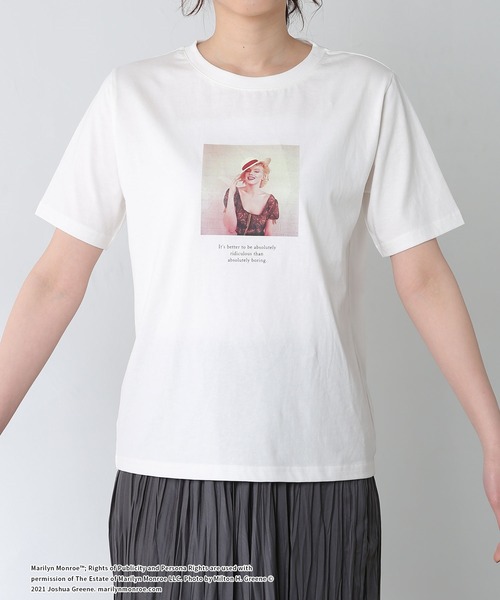 Honeys（ハニーズ）の「マリリンモンローＴシャツ（Tシャツ/カットソー・レディース・ホワイト×ブラック/ホワイト×ピンク/ホワイト系その他/ブラック×ピンク/ブラック系その他・M/S/L）」の16枚目の写真