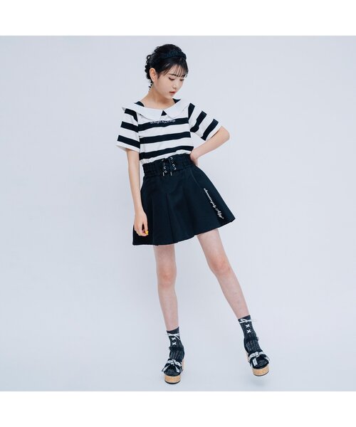 algy(アルジー)の「レースアップクルーソックス(ソックス/靴下・キッズ・ミント/ブラック/ラベンダー・24/21)」の6枚目の写真