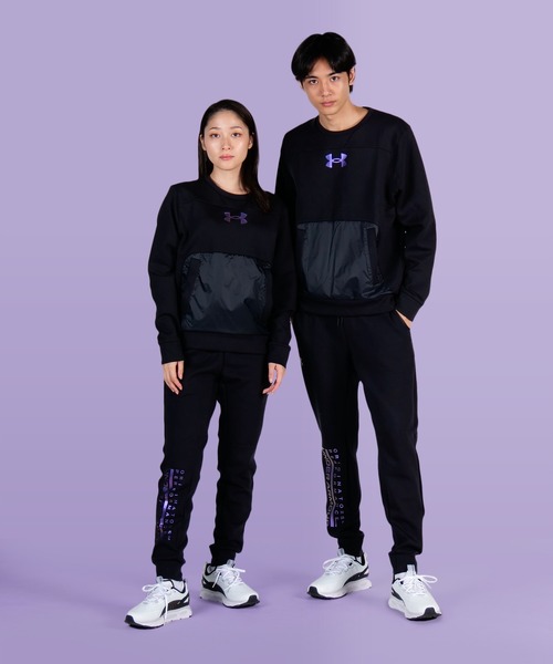 UNDER ARMOUR（アンダーアーマー）の「UAスポーツスタイル アポロ クルー（トレーニング/UNISEX/ユニセックス）（スウェット・メンズ・ブラック×パープル・XL/MD/XXL/LG/3XL/SM）」の4枚目の写真