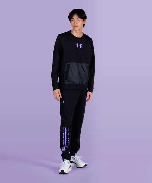 UNDER ARMOUR（アンダーアーマー）の「UAスポーツスタイル アポロ クルー（トレーニング/UNISEX/ユニセックス）（スウェット・メンズ・ブラック×パープル・XL/MD/XXL/LG/3XL/SM）」の6枚目の写真
