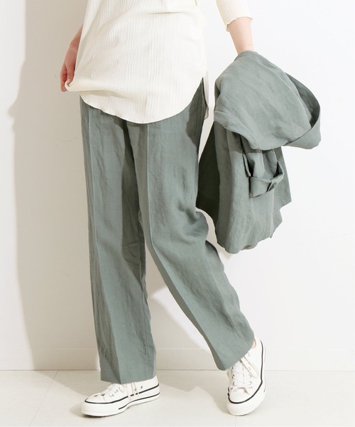 IENA LA BOUCLE(イエナラブークル)の「IENA LA BOUCLE 麻シーチング イージースラックス◆(スラックス・レディース・ネイビー/グリーン/アイボリー・40/38/36/34)」の2枚目の写真