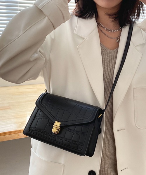 セール】クロコダイル型押しショルダーバッグ（ショルダーバッグ 