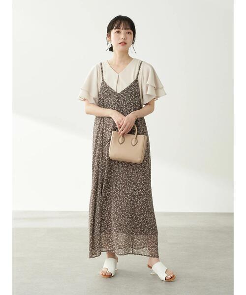 earth music&ecology（アースミュージックアンドエコロジー）の「シフォンキャミワンピース ＊（ワンピース・レディース・ブラウン/アイボリー/ライトブラウン・FREE）」の19枚目の写真