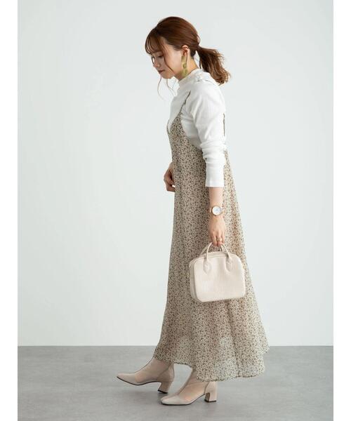 earth music&ecology（アースミュージックアンドエコロジー）の「シフォンキャミワンピース ＊（ワンピース・レディース・ブラウン/アイボリー/ライトブラウン・FREE）」の6枚目の写真