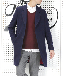 R.NEWBOLD MOON生地 チェスターコート ネイビー サイズL R.NEWBOLD MOON生地 チェスターコート ネイビー サイズL-の正規品は