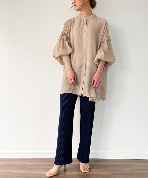 JUNOAH（ジュノア）の「ストレートリブパンツ（その他パンツ・レディース・ライトグレー/ブラック/ネイビー/ワイン/グレイッシュベージュ・MEDIUM/LARGE/X-LARGE）」の4枚目の写真