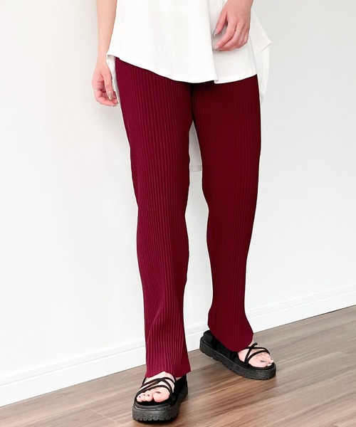 JUNOAH（ジュノア）の「ストレートリブパンツ（その他パンツ・レディース・ライトグレー/ブラック/ネイビー/ワイン/グレイッシュベージュ・MEDIUM/LARGE/X-LARGE）」の14枚目の写真