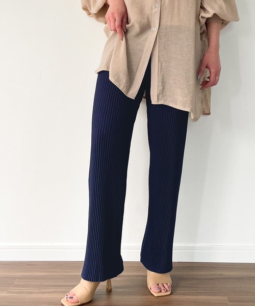 JUNOAH（ジュノア）の「ストレートリブパンツ（その他パンツ・レディース・ライトグレー/ブラック/ネイビー/ワイン/グレイッシュベージュ・MEDIUM/LARGE/X-LARGE）」の12枚目の写真