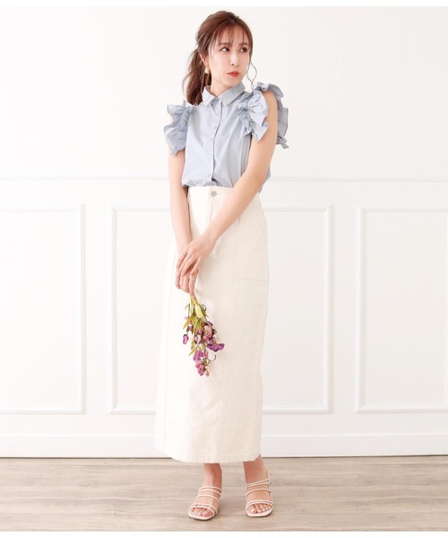 CHILLE(チル)の「袖フリルブラウス(シャツ/ブラウス・レディース・ホワイト/ブルー/ブラック・FREE)」の21枚目の写真