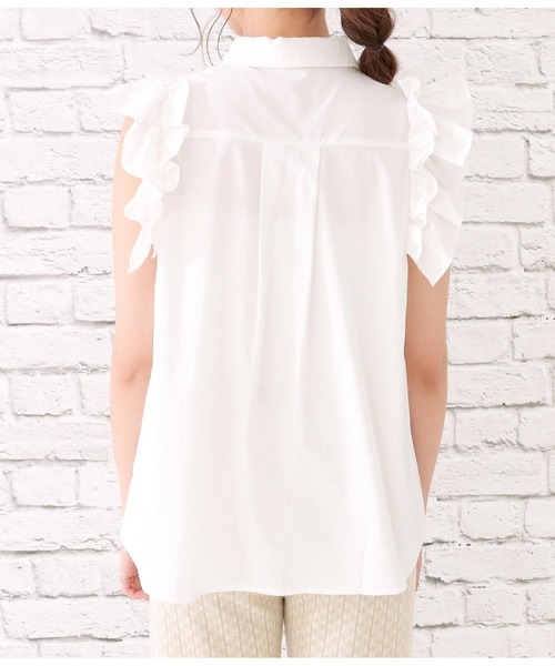 CHILLE(チル)の「袖フリルブラウス(シャツ/ブラウス・レディース・ホワイト/ブルー/ブラック・FREE)」の10枚目の写真