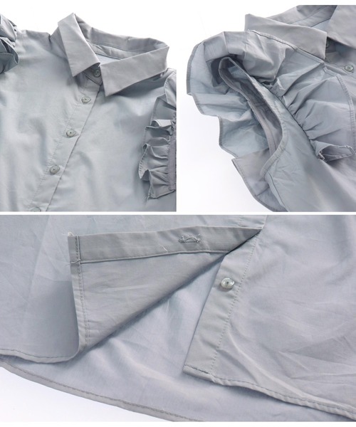 CHILLE(チル)の「袖フリルブラウス(シャツ/ブラウス・レディース・ホワイト/ブルー/ブラック・FREE)」の15枚目の写真