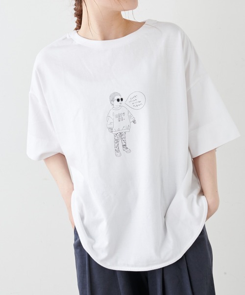 PUAL CE CIN（ピュアルセシン）の「オーガニックコットンガス焼きプリントTシャツ（Tシャツ/カットソー・レディース・ブラック/グレー/ホワイト系1/ホワイト系2・FREE）」の22枚目の写真