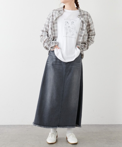 PUAL CE CIN（ピュアルセシン）の「オーガニックコットンガス焼きプリントTシャツ（Tシャツ/カットソー・レディース・ブラック/グレー/ホワイト系1/ホワイト系2・FREE）」の10枚目の写真