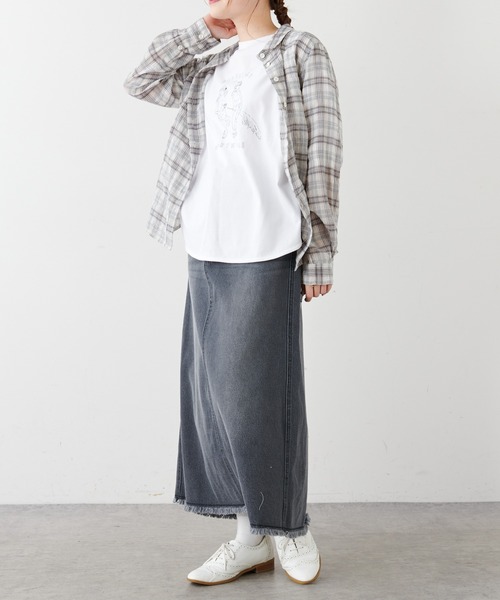 PUAL CE CIN（ピュアルセシン）の「オーガニックコットンガス焼きプリントTシャツ（Tシャツ/カットソー・レディース・ブラック/グレー/ホワイト系1/ホワイト系2・FREE）」の12枚目の写真