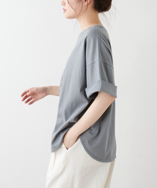 PUAL CE CIN（ピュアルセシン）の「オーガニックコットンガス焼きプリントTシャツ（Tシャツ/カットソー・レディース・ブラック/グレー/ホワイト系1/ホワイト系2・FREE）」の15枚目の写真