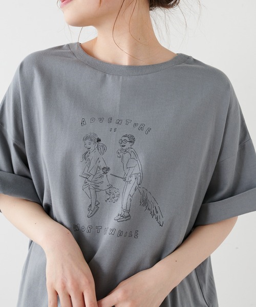 PUAL CE CIN（ピュアルセシン）の「オーガニックコットンガス焼きプリントTシャツ（Tシャツ/カットソー・レディース・ブラック/グレー/ホワイト系1/ホワイト系2・FREE）」の17枚目の写真