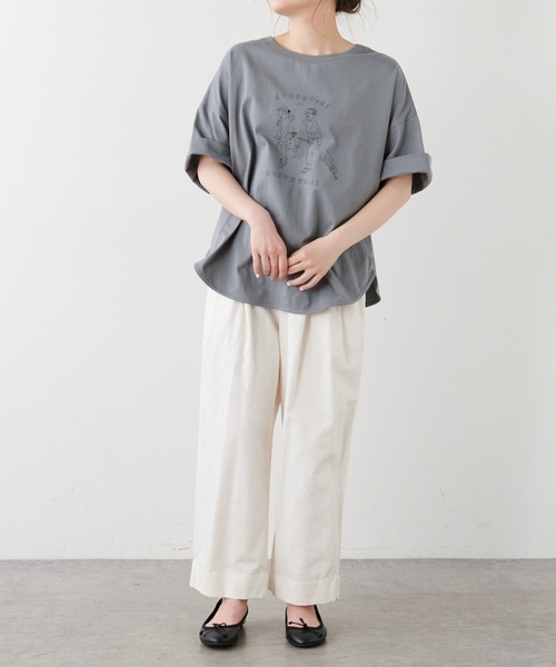 PUAL CE CIN（ピュアルセシン）の「オーガニックコットンガス焼きプリントTシャツ（Tシャツ/カットソー・レディース・ブラック/グレー/ホワイト系1/ホワイト系2・FREE）」の19枚目の写真