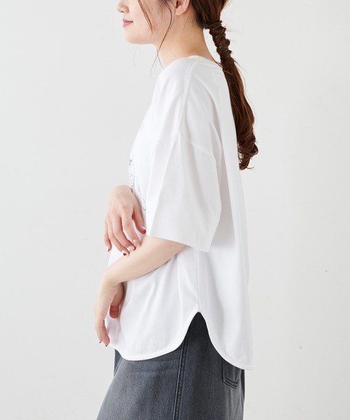 PUAL CE CIN（ピュアルセシン）の「オーガニックコットンガス焼きプリントTシャツ（Tシャツ/カットソー・レディース・ブラック/グレー/ホワイト系1/ホワイト系2・FREE）」の7枚目の写真