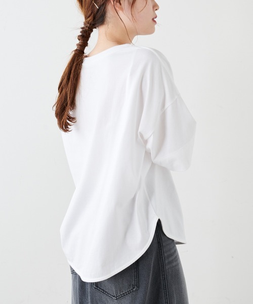 PUAL CE CIN（ピュアルセシン）の「オーガニックコットンガス焼きプリントTシャツ（Tシャツ/カットソー・レディース・ブラック/グレー/ホワイト系1/ホワイト系2・FREE）」の8枚目の写真