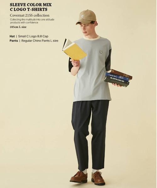 COVERNAT(カバーナット)の「【COVERNAT】COLOR MIX WAPPEN TEE / カバーナット カラー ミックス ワッペン Tシャツ(Tシャツ/カットソー・メンズ・ネイビー/グレー/グリーン・SMALL/MEDIUM/LARGE/X-LARGE)」の4枚目の写真