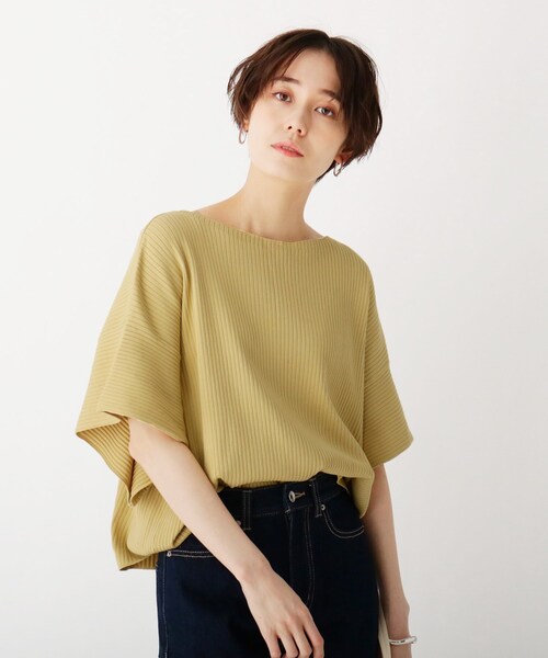 OPAQUE.CLIP(オペークドットクリップ)の「◆マルチファンクション フリルスリーブリブニット【WEB限定サイズ】(ニット/セーター・レディース・サンドベージュ/ホワイト系/ブラック/イエロー・34/42/40/36/38)」の4枚目の写真