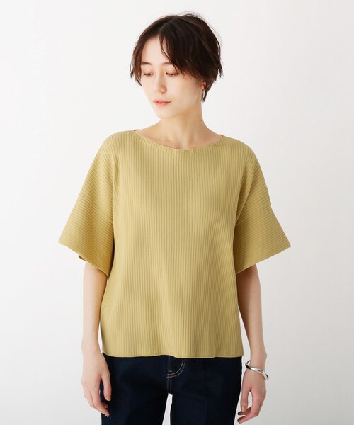 OPAQUE.CLIP(オペークドットクリップ)の「◆マルチファンクション フリルスリーブリブニット【WEB限定サイズ】(ニット/セーター・レディース・サンドベージュ/ホワイト系/ブラック/イエロー・34/42/40/36/38)」の15枚目の写真