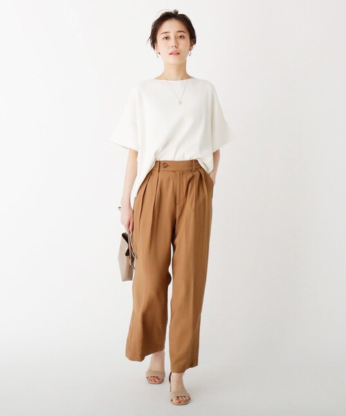 OPAQUE.CLIP(オペークドットクリップ)の「◆マルチファンクション フリルスリーブリブニット【WEB限定サイズ】(ニット/セーター・レディース・サンドベージュ/ホワイト系/ブラック/イエロー・34/42/40/36/38)」の9枚目の写真