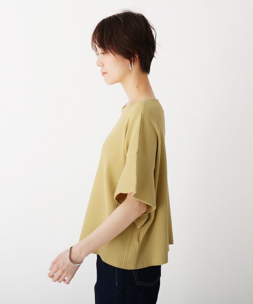 OPAQUE.CLIP(オペークドットクリップ)の「◆マルチファンクション フリルスリーブリブニット【WEB限定サイズ】(ニット/セーター・レディース・サンドベージュ/ホワイト系/ブラック/イエロー・34/42/40/36/38)」の12枚目の写真