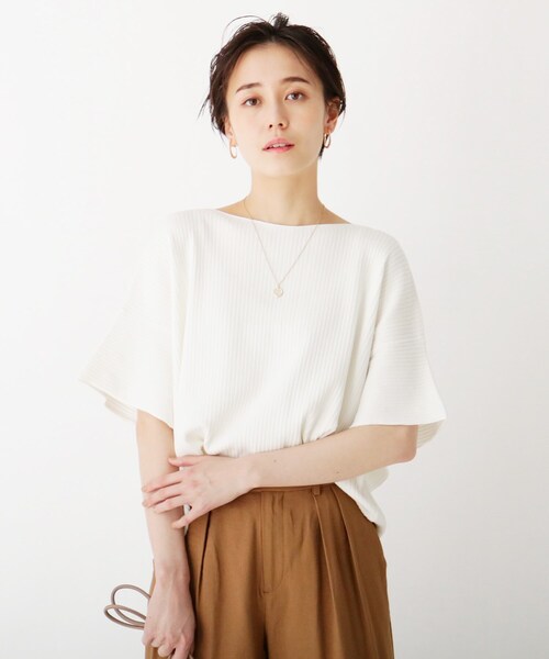 OPAQUE.CLIP(オペークドットクリップ)の「◆マルチファンクション フリルスリーブリブニット【WEB限定サイズ】(ニット/セーター・レディース・サンドベージュ/ホワイト系/ブラック/イエロー・34/42/40/36/38)」の10枚目の写真