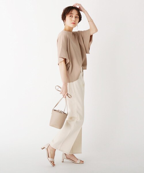 OPAQUE.CLIP(オペークドットクリップ)の「◆マルチファンクション フリルスリーブリブニット【WEB限定サイズ】(ニット/セーター・レディース・サンドベージュ/ホワイト系/ブラック/イエロー・34/42/40/36/38)」の8枚目の写真