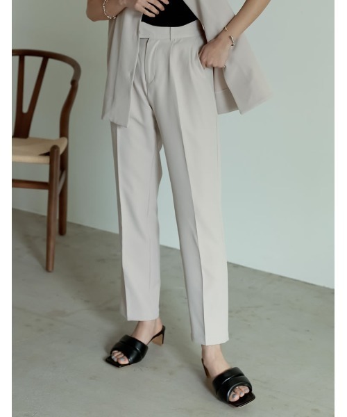 Re:EDIT（リエディ）の「リサイクルカットツイルダブルタックテーパードパンツ（スラックス・レディース・アイボリー/ブラック/ベージュ・LARGE/TALL/MEDIUM/SMALL/SHORT）」の2枚目の写真