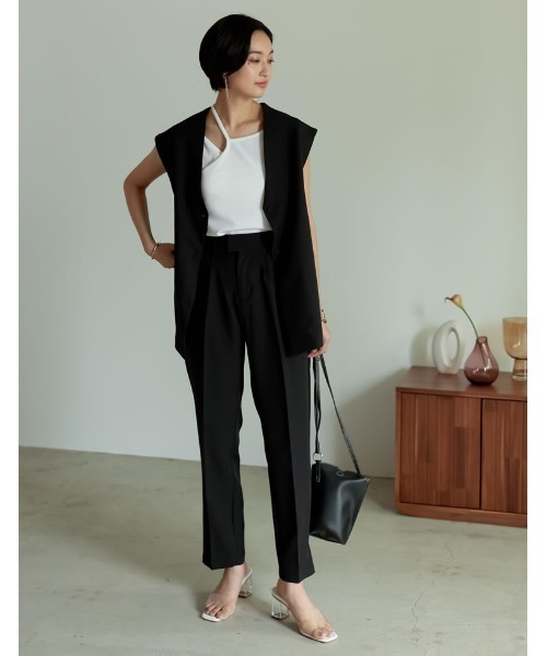 Re:EDIT（リエディ）の「リサイクルカットツイルダブルタックテーパードパンツ（スラックス・レディース・アイボリー/ブラック/ベージュ・LARGE/TALL/MEDIUM/SMALL/SHORT）」の10枚目の写真