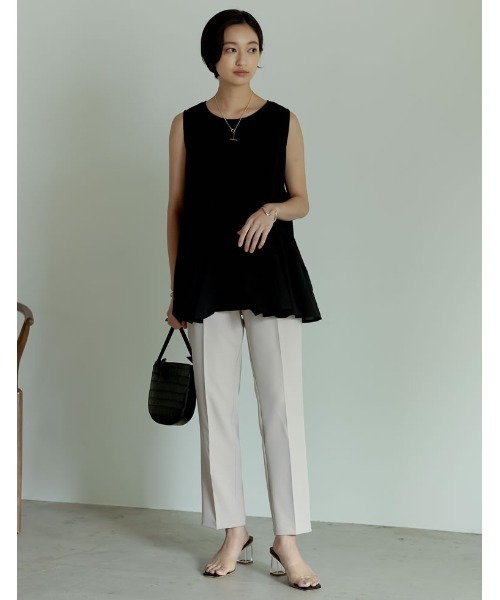 Re:EDIT（リエディ）の「リサイクルカットツイルダブルタックテーパードパンツ（スラックス・レディース・アイボリー/ブラック/ベージュ・LARGE/TALL/MEDIUM/SMALL/SHORT）」の16枚目の写真