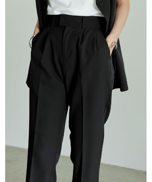 Re:EDIT（リエディ）の「リサイクルカットツイルダブルタックテーパードパンツ（スラックス・レディース・アイボリー/ブラック/ベージュ・LARGE/TALL/MEDIUM/SMALL/SHORT）」の15枚目の写真