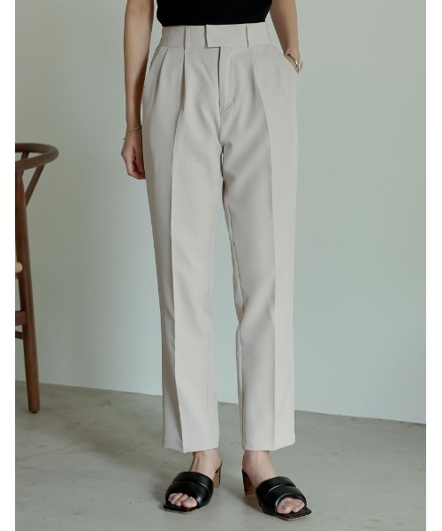 Re:EDIT（リエディ）の「リサイクルカットツイルダブルタックテーパードパンツ（スラックス・レディース・アイボリー/ブラック/ベージュ・LARGE/TALL/MEDIUM/SMALL/SHORT）」の18枚目の写真