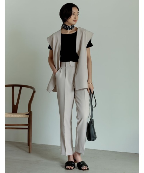 Re:EDIT（リエディ）の「リサイクルカットツイルダブルタックテーパードパンツ（スラックス・レディース・アイボリー/ブラック/ベージュ・LARGE/TALL/MEDIUM/SMALL/SHORT）」の13枚目の写真