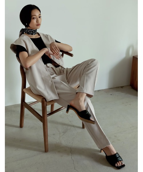 Re:EDIT（リエディ）の「リサイクルカットツイルダブルタックテーパードパンツ（スラックス・レディース・アイボリー/ブラック/ベージュ・LARGE/TALL/MEDIUM/SMALL/SHORT）」の5枚目の写真